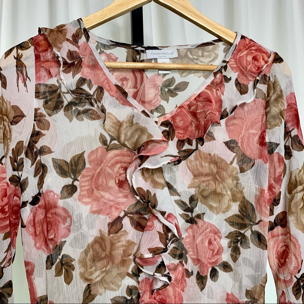 Charter Club Roses Ruffle Blouse - Picture 7 of 10